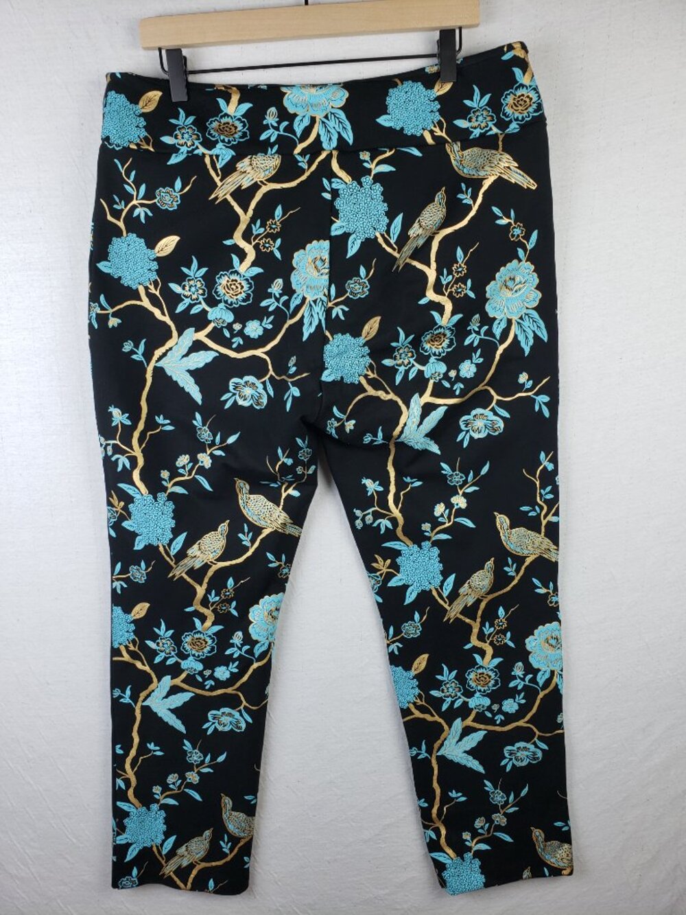 Soft Surroundings Chinoiserie Pants Ponte Foil Printed Floral Birds Boho size XL - Picture 8 of 11